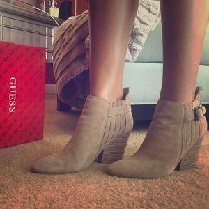 Guess Nicole Taupe Suede Bootie